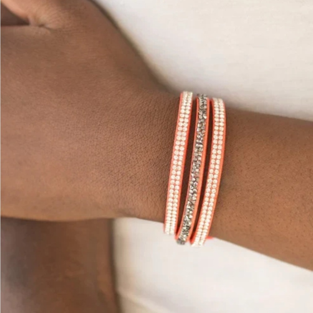 Paparazzi Jewelry ~ Mega Glam ~ Orange Bracelet.